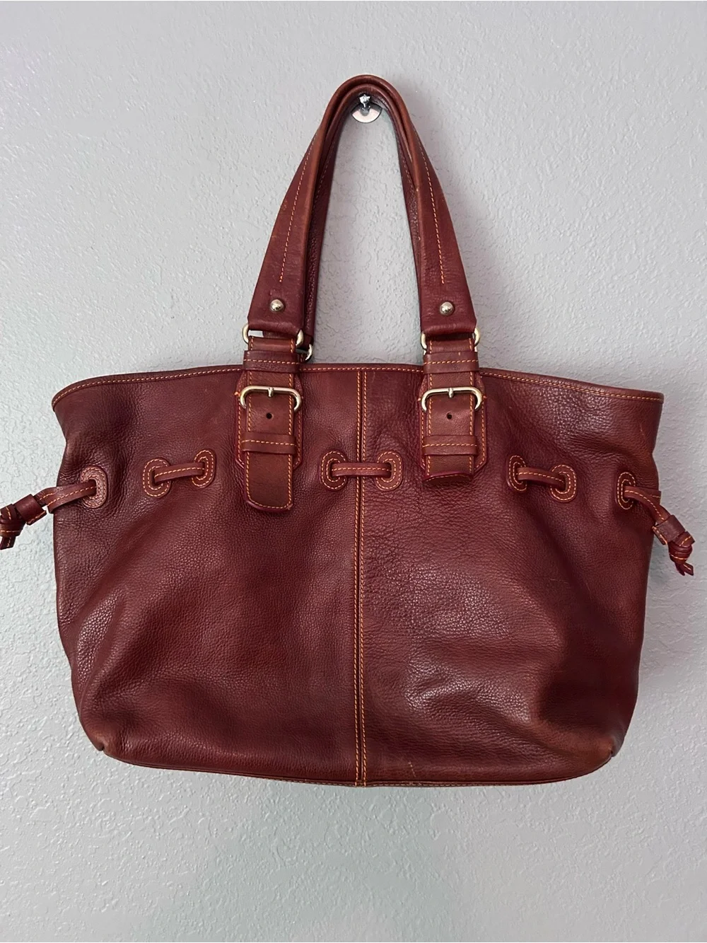 Dooney & Bourke Chiara Pebbled Leather Satchel Cognac Brown